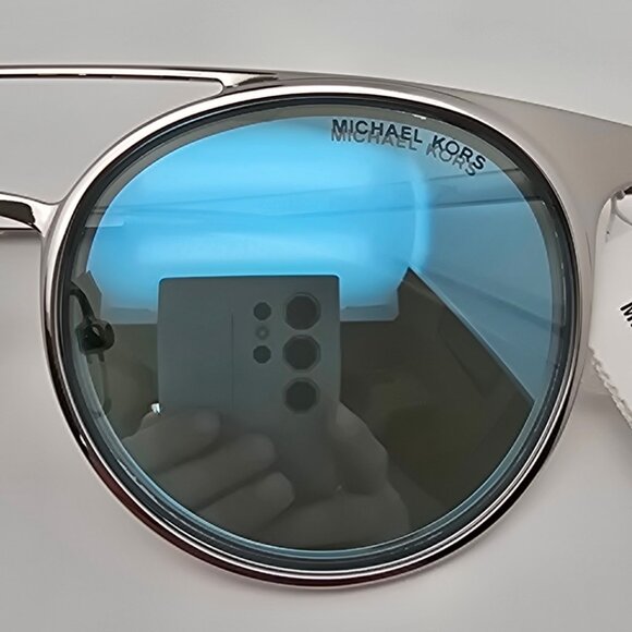 Michael Kors MK1030 113725 Grayton Silver Frame Teal Mirror Aviator Sunglasses - Picture 13 of 14